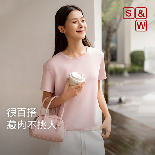 休闲短袖t恤女纯色宽松上衣