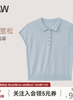 SW正肩短袖女夏短款天丝刺绣POLO衫休闲翻领纯色显瘦上衣2025新款