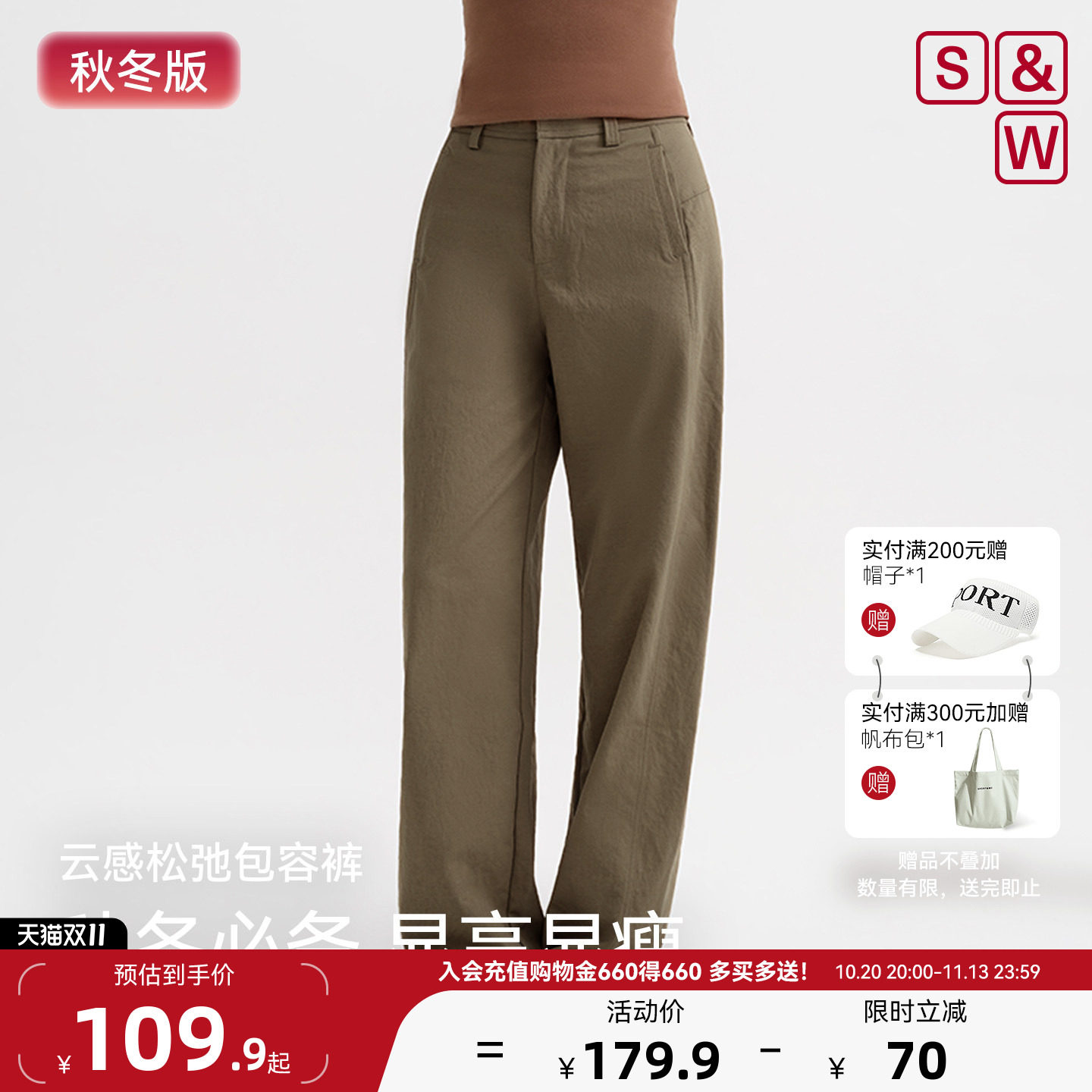 SW速维灯芯绒直筒裤休闲长裤阔腿裤宽松高腰显瘦秋冬百搭复古风