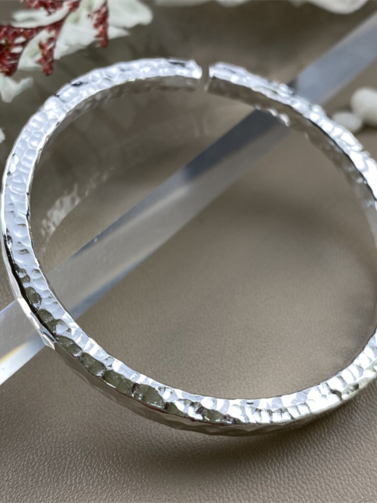 9999 HAND-HAMMERED ANCIENT SILVER BRACELET MENS AND WOMENS COUPLE BRACELET OPENING NICHE ORIGINAL DESIGN  CUSTOM