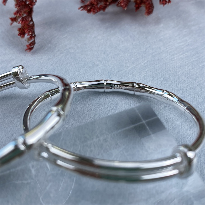 FOOT SILVER BRACELET BABY 999 BAMBOO BABY BRACELET CHILDREN BOYS AND GIRLS FULL MOON SILVER JEWELRY GIFT YEAR OLD