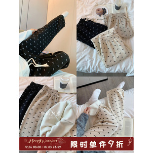 加厚绒舒适亲肤休闲家居裤 女冬季 印花蝴蝶结睡裤 馨帮帮Homedress