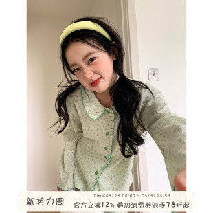 清新碎花翻领睡衣女春宽松可外穿家居服套装 馨帮帮Homedress 新款