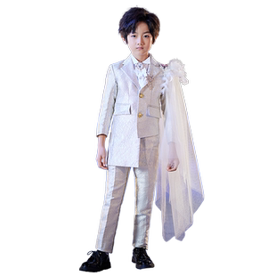 儿童模特走秀西装套装帅气英伦风男孩主持花童礼服钢琴演出服秋冬