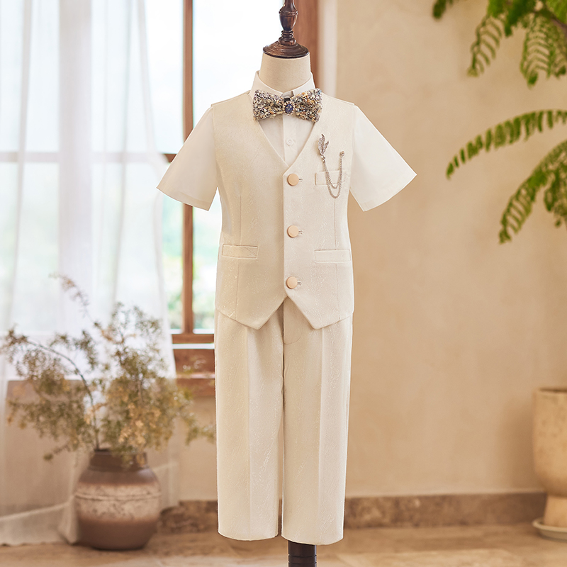 儿童西装套装男童礼服主持人花童钢琴演出服马甲英伦小西服帅气夏