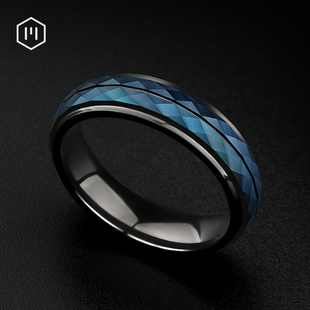 MOKANI不掉色简约钨金戒指男潮人菱形乌金指环单身食指介指可刻字