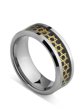 MOKANI轻奢潮牌六芒星钨金男戒指