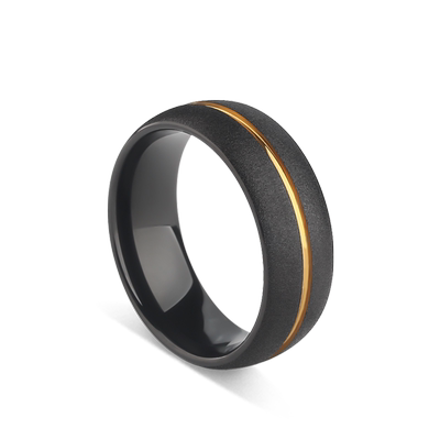 MOKANI黑色磨砂潮男钨金指环