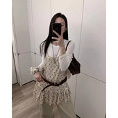 新款 时髦丝绒波点吊带裙屁帘叠穿百搭中长款 背心裙