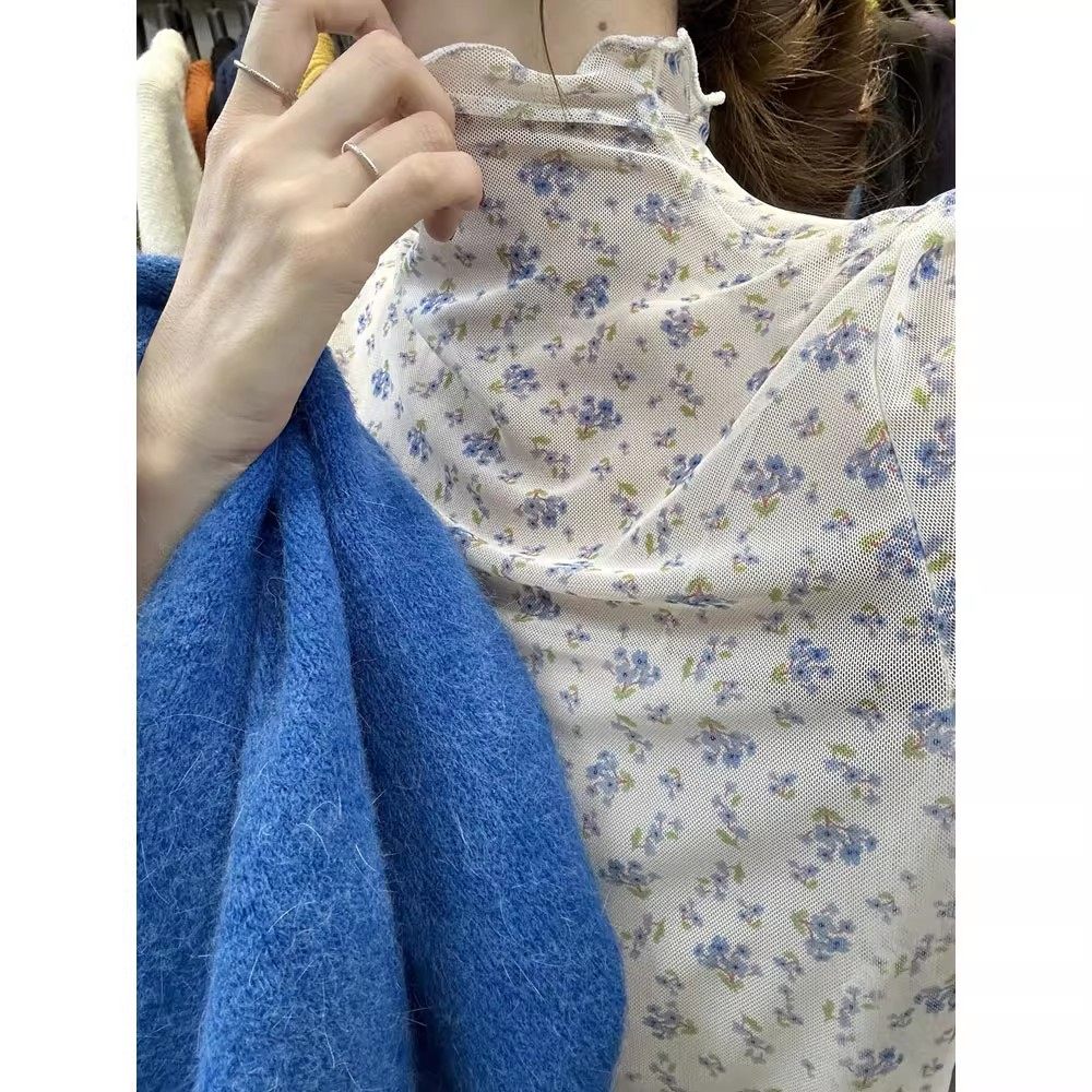 韩系叠叠穿半高领碎花蕾丝衫女简约百搭显瘦内搭长袖T恤,女装/女士精品,蕾丝衫/雪纺衫,淘宝优惠券,粉丝福利购,淘宝优惠卷
