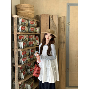 韩系设计感蕾丝绑带连衣裙女春季 度假风宽松休闲背心短裙 2025新款