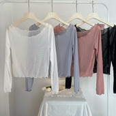 空调罩衫 芭蕾舞现代舞蹈荷叶边大圆领网纱打底衫 防晒衣长袖 薄上衣