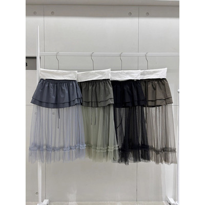 百搭荷叶小裙摆拼接纱裙屁帘裙