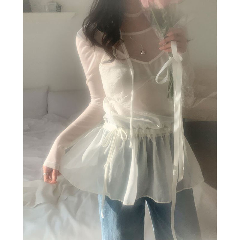 单品吊带木耳边拼接洋气减龄背心