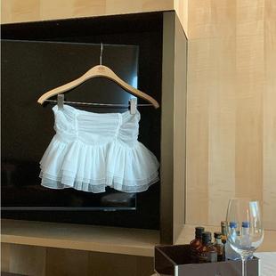 街舞潮牌白色芭比网纱辣妹跳舞腰搭kpop街头爵士穿搭饰品潮