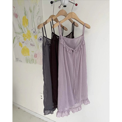 花边y2k吊带背心连衣裙