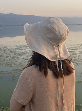 Onrays||双层双色100%纯亚麻高级感长帽檐遮阳帽