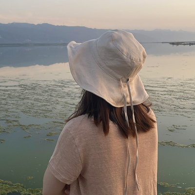 Onrays||双层双色100%纯亚麻高级感长帽檐遮阳帽