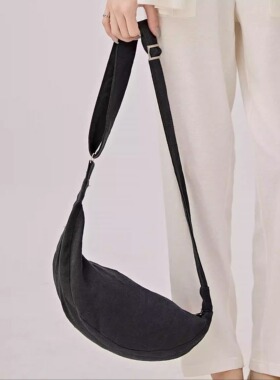 onrays|纯汉麻帆布环保单肩斜挎布包旅行休闲包大容量挎包月亮包