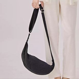 onrays|纯汉麻帆布环保单肩斜挎布包旅行休闲包大容量挎包月亮包