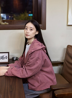 onrays|亚麻棉连帽初秋法式松弛感纹理设计防风连帽小外套