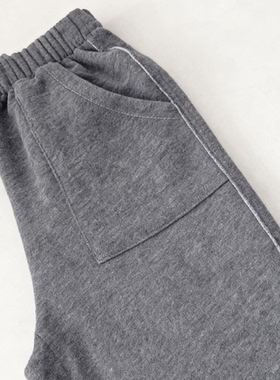 onrays|100%新疆长绒棉加绒保暖卫裤宽松休闲运动毛白边直筒长裤