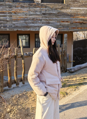 onrays|亚麻棉新疆棉花填充简约连帽棉服