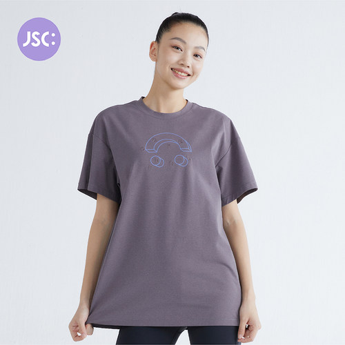【直播专享】JSC男女同款笑脸印花白色短袖T恤宽松运动夏新款上衣