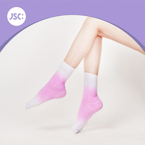 JSC运动女色彩渐变中筒袜