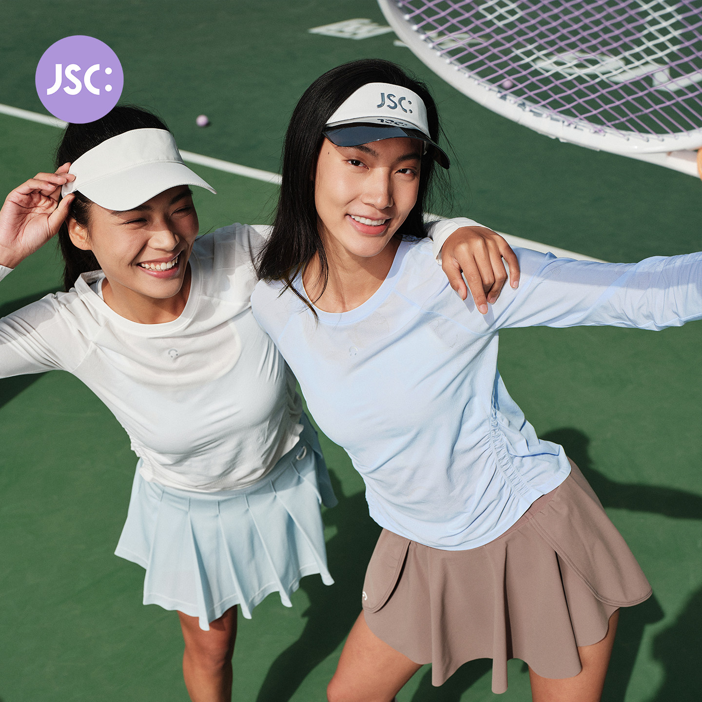 JSC小0压无缝运动T恤女网球速干修身瑜伽服罩衫长袖健身服上衣薄