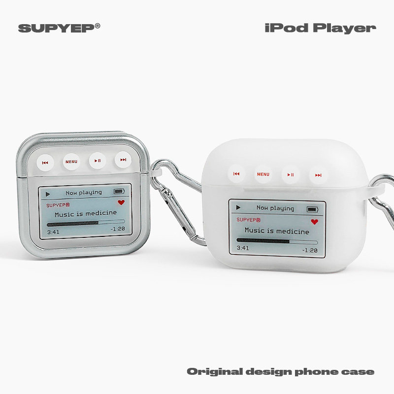 SUPYEP原创复古银色iPod播放器苹果Airpods4透明耳