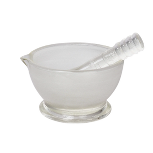 翌哲玻璃研钵加厚含研钵棒实验室试剂研药碗6/9/12/15/18cm大号家用玻璃研磨碗捣蒜中药研磨器实验室玻璃器皿