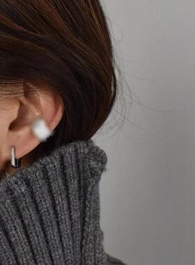 s925银针U形耳环女ins简约百搭时尚个性耳圈气质几何设计耳饰