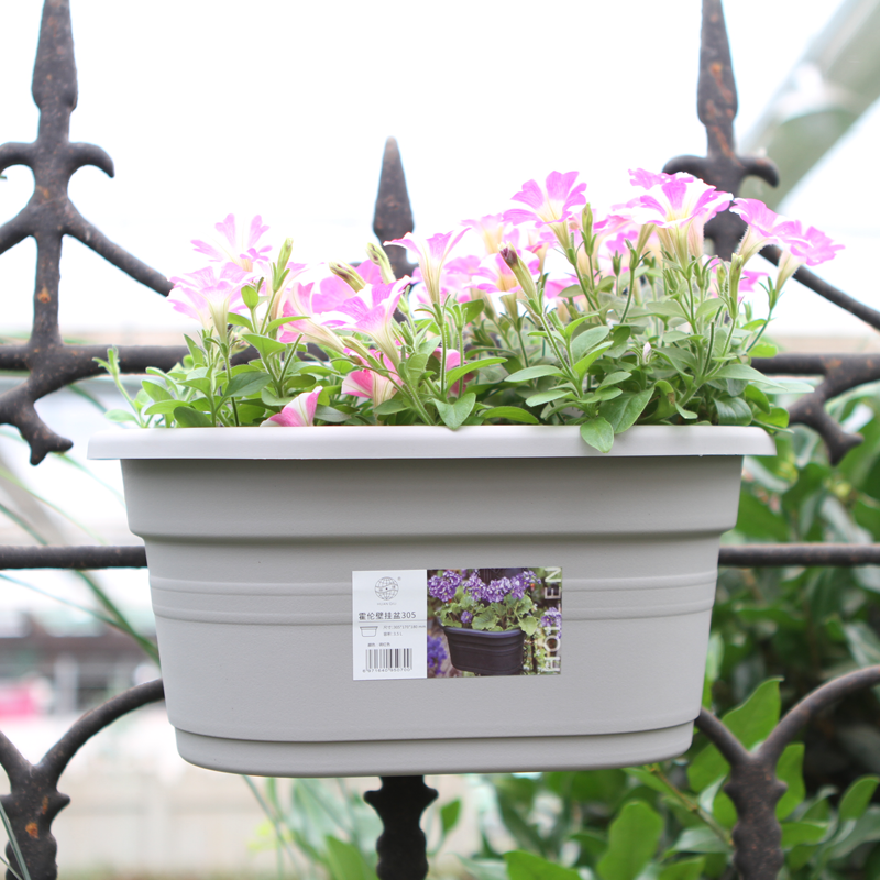 壁挂花盆塑料半圆形挂墙花盆室内外围栏阳台壁挂加厚绿萝悬挂花盆