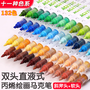 广纳8109直液式240色双头软头斜斧头丙烯马克笔专业性美术绘画笔