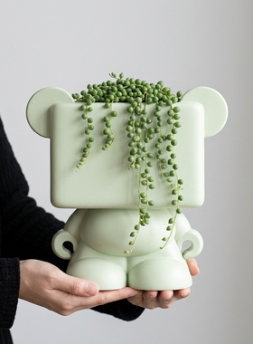 可爱卡通熊造型陶瓷花盆摆件