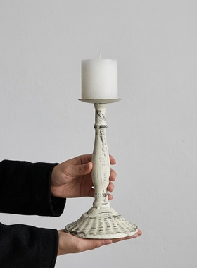 欧式复古做旧铁艺烛台摆件