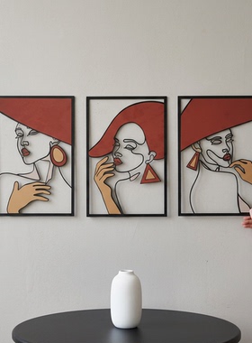 现代简约抽象人物金属立体摆件