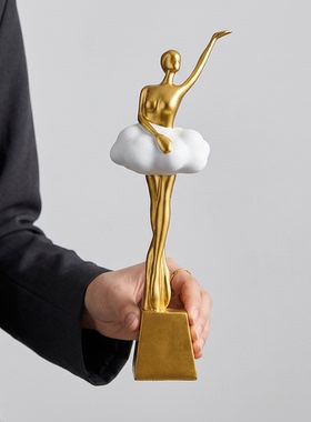 现代简约金色芭蕾舞者摆件