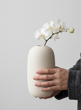 简约陶瓷花瓶竖纹白色客厅卧室