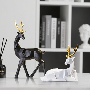 轻奢高档鹿摆件一对装饰品摆件电视柜办公室客厅大气上档次高级感
