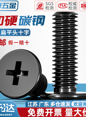 CM碳钢黑色扁平头十字螺钉薄头薄形薄边大平头平头螺丝M2M3M4M5M6