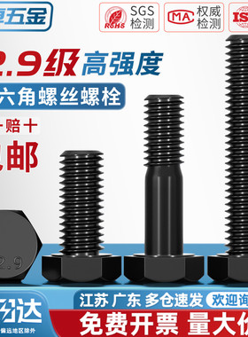 12.9级高强度外六角螺丝螺栓螺钉M5M6M8M10M12M14M16M18M20M22M24