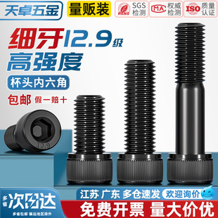 1.25 1.5 0.75 12.9级细牙内六角螺丝螺栓MM6M8M10M12M14M16M20