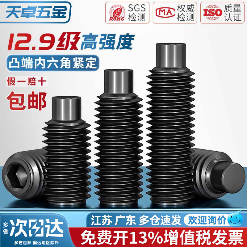 M3-M16凸端紧定12.9级内六角螺丝机米螺钉顶丝无头止付螺栓M4M5M6 - 实物图