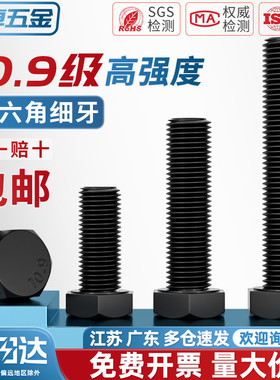 10.9级细牙外六角螺丝钉细丝细扣幼牙螺栓M8M10M12M14M16M18M20mm