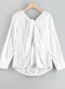 Z2欧美外贸白色薄款夏季防晒设计感个性时尚女衬衫宽松长袖