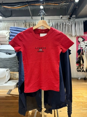 BrandyGirl新款LONDON字母刺绣bm短袖T恤女修身显瘦百搭打底上衣
