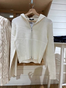 bm纯欲风显瘦上衣宋妍霏同款 Brandy Girl复古连帽双向拉链针织衫