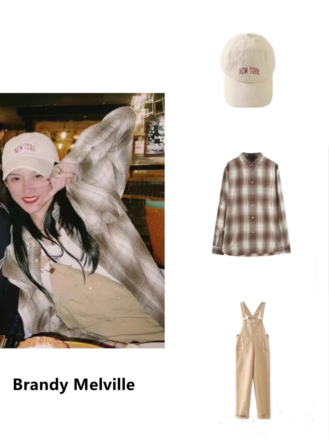 Brandy Girl宋祖儿同款格子衬衫女bm欧美风开衫纽扣宽松防晒上衣